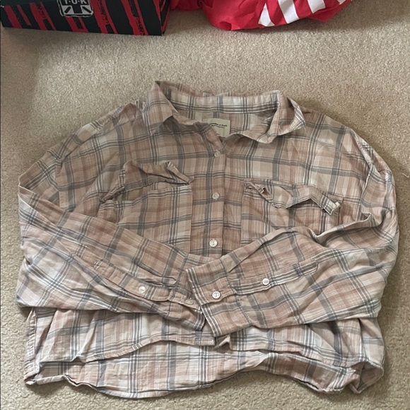Plaid Kids Shirt in Brown and Tan - Picture 1 of 4